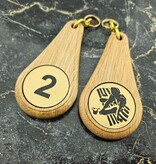 Houten hotel sleutelhanger Oaky Drop lichtbruin blanco of met gravering - per 1 stuk
