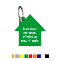 Kunststof sleutellabel huis met tekst