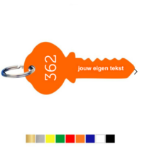 Kunststof sleutellabel sleutel met nummer en tekst