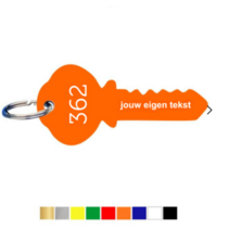 Kunststof sleutellabel sleutel met nummer en tekst