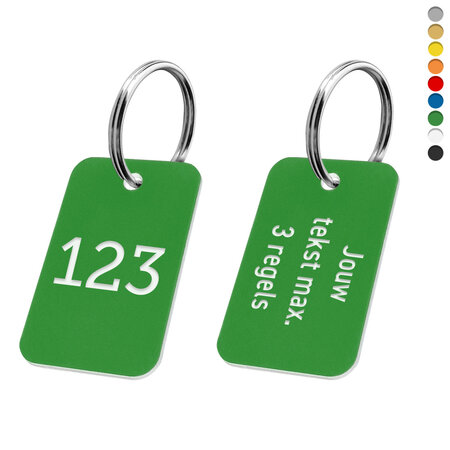 CombiCraft Sleutellabel rechthoek staand met nummer en tekst dubbelzijdig - per stuk