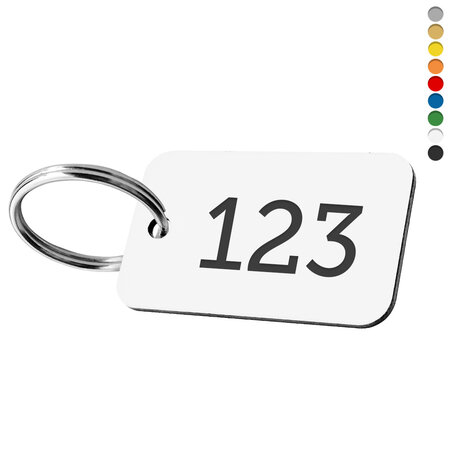 CombiCraft Sleutellabel rechthoek liggend met nummer - per stuk