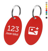 CombiCraft Kunststof sleutellabel ovaal met tekst, nummer en logo tweezijdig gegraveerd - per stuk