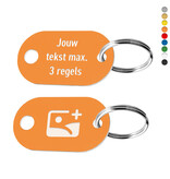 CombiCraft Sleutellabel smal ovaal met tekst, logo en ophanggat - per stuk