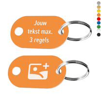 Sleutellabel ovaal tekst, logo en ophanggat