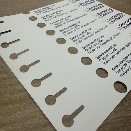 Sleufetiketten met eigen ontwerp 250x25mm  - per 200 etiketten