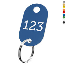 Sleutellabel ovaal nummer en ophanggat