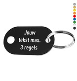 Sleutellabel smal ovaal met tekst en ophanggat - per stuk