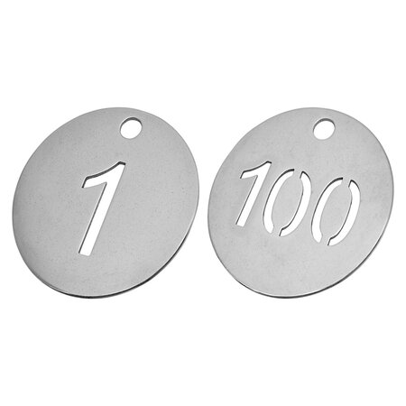 CombiCraft RVS nummerplaatjes Ø30 mm uitgespaard getal - per set