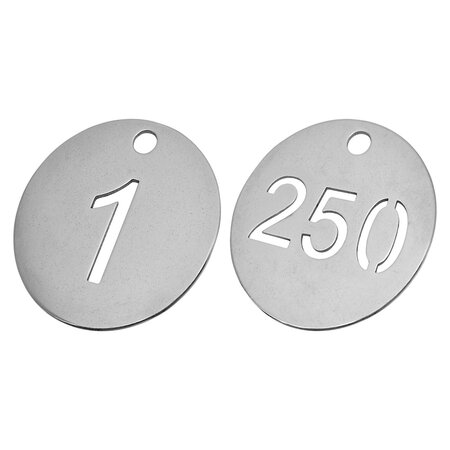 CombiCraft RVS nummerplaatjes Ø30 mm uitgespaard getal - per set