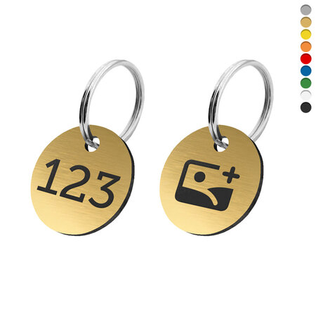 CombiCraft Kunststof sleutellabel met nummer en logo tweezijdig gegraveerd - per stuk