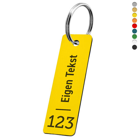 CombiCraft Kunststof sleutellabel smal rechthoek met tekst en nummer - per stuk