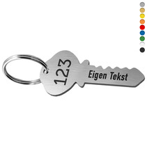 Kunststof sleutellabel sleutel met nummer en tekst