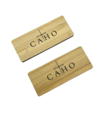 Bamboe naambadge 72x30mm met naam en logo - per stuk
