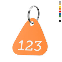 Kunststof sleutellabel driehoek met nummer