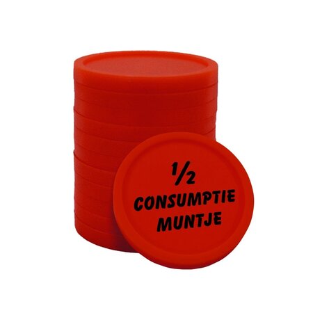 CombiCraft Consumptiemunten plastic met tekst '1/2 consumptie muntje' Ø23mm - per 100 stuks