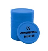 CombiCraft Consumptiemunten plastic met tekst '1/2 consumptie muntje' Ø23mm - per 100 stuks