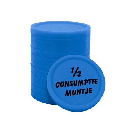 CombiCraft Consumptiemunten plastic met tekst '1/2 consumptie muntje' Ø23mm - per 100 stuks