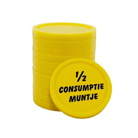 CombiCraft Consumptiemunten plastic met tekst '1/2 consumptie muntje' Ø23mm - per 100 stuks