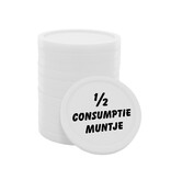 CombiCraft Consumptiemunten plastic met tekst '1/2 consumptie muntje' Ø23mm - per 100 stuks