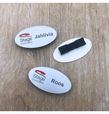 Aluminium naambadge 70x37mm met eigen ontwerp in onderdruk - per stuk