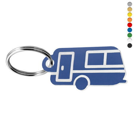 Kunststof sleutellabel caravan 43x21mm - per stuk