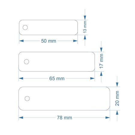CombiCraft Kunststof nummerplaatje smal rechthoek met gat - per stuk