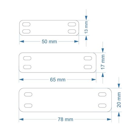 CombiCraft Kunststof nummerplaatje smal rechthoek met dubbele sleufgaten - per stuk
