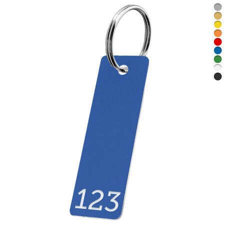 Kunststof sleutellabel smal rechthoek met nummer - per stuk