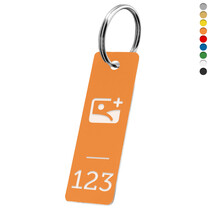 Kunststof sleutellabel met logo en nummer