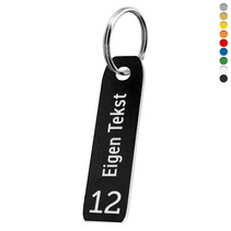 Kunststof sleutellabel met tekst en nummer