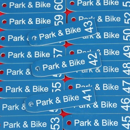 CombiCraft Kunststof sleutellabel smal rechthoek met tekst en nummer - per stuk