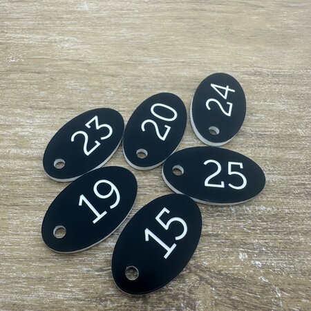 CombiCraft Kunststof sleutellabel ovaal met nummer - per stuk