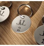 Aluminium sleutellabel met nummer en logo zilverkleurig - per stuk