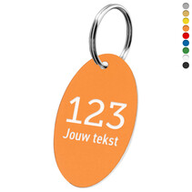 Kunststof sleutellabel met nummer en tekst