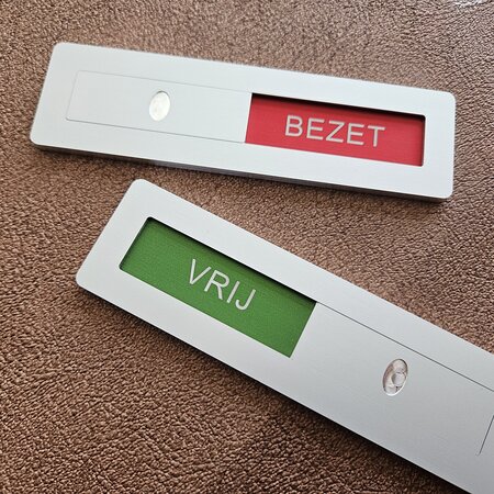 Aluminium schuifbordje Vrij - Bezet 125x35mm met tape - per stuk