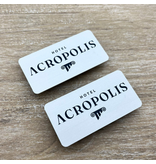 Aluminium naambadge 60x30mm met eigen ontwerp in onderdruk - per stuk