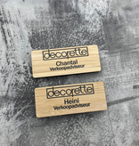 Bamboe naambadge 72x30mm met naam en logo - per stuk