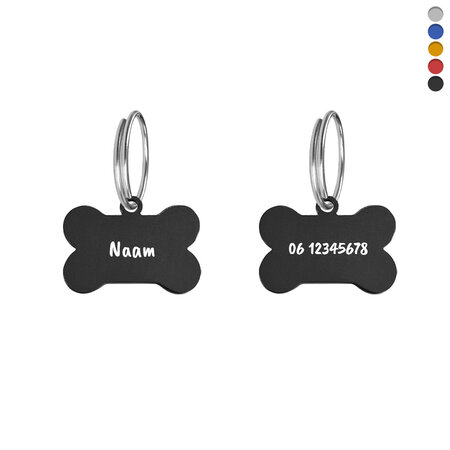 Hondenpenning botje klein 25x16mm met naam en tekst – per stuk