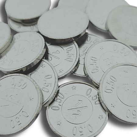 Staal vernikkelde winkelwagenmunten € 0,50 formaat - per 100 stuks