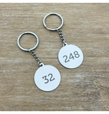 RVS sleutelhanger met nummer - per 1 stuk