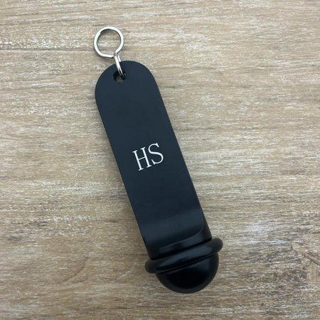 Big Classic aluminium hotel sleutelhanger zwart met gravering