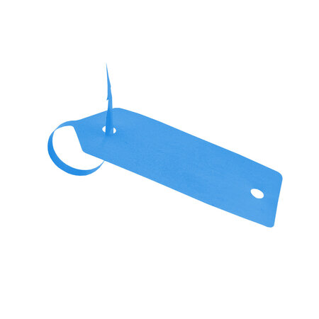 Blanco autolabel of werkplaatslabel met rattenstaart 190x37mm beschrijfbaar blauw - per 500 stuks