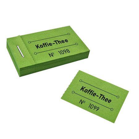 Consumptiebon met koffie en thee in groen 50x30mm - per 50 bonnen