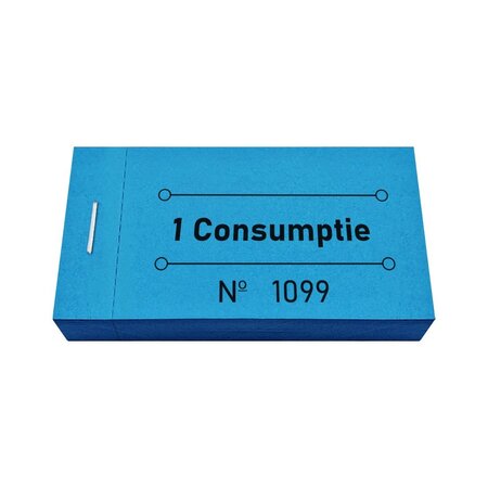 Consumptiebon 1 consumptie in blauw 50x30mm - per 50 bonnen