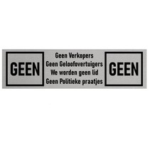 Zilver aluminium deurbordje Geen verkopers, geloofovertuigers enz.