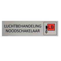 Zilver aluminium deurbordje Luchtbehandeling noodschakelaar