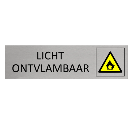 Aluminium deurbordje Licht ontvlambaar 165 x 45 mm - per 1 stuk