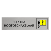 Zilver aluminium deurbordje Elektra hoofdschakelaar
