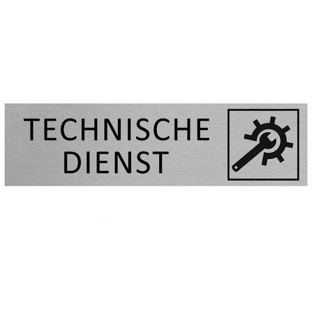 Aluminium deurbordje Technische dienst 165 x 45 mm - per 1 stuk